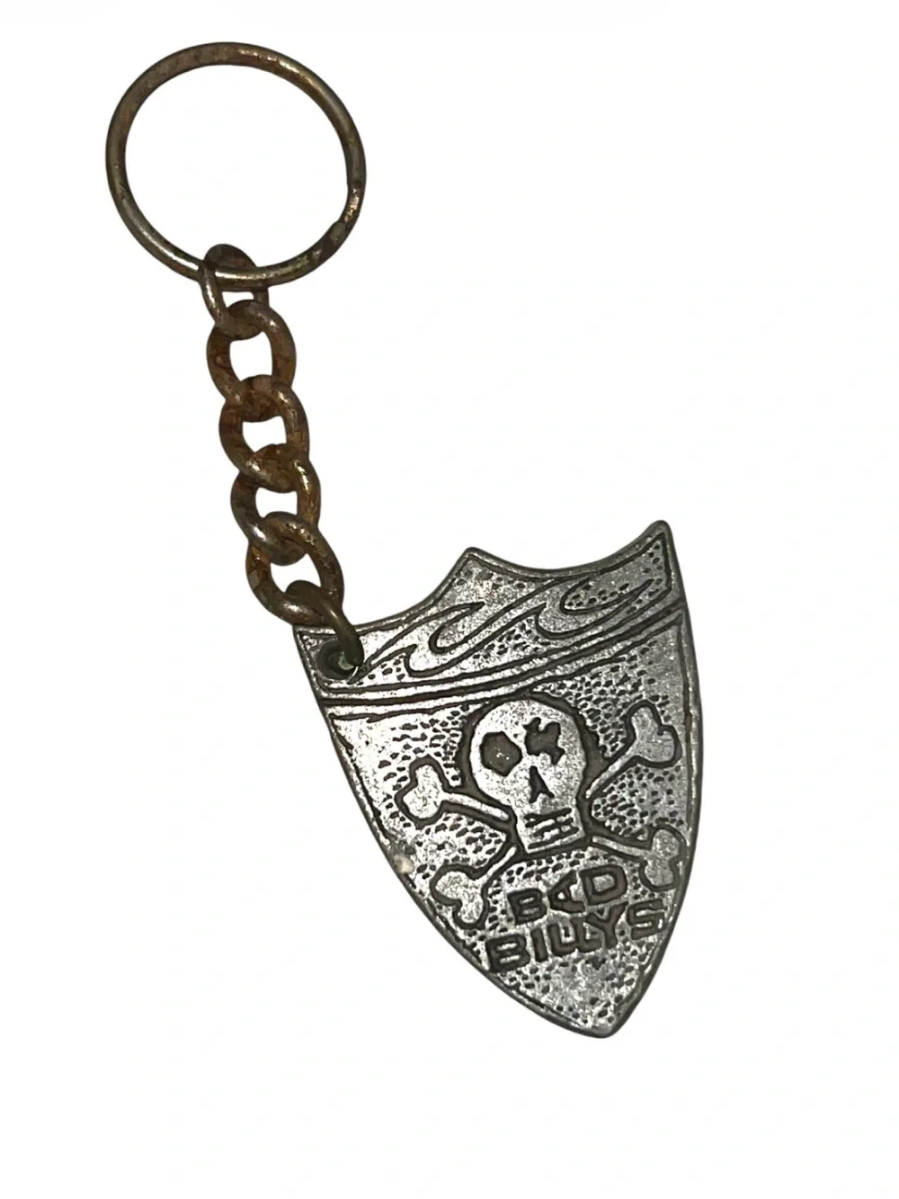 1980’s Bad Billy’s Billabong Skateboarding Skull Silver Keychain
